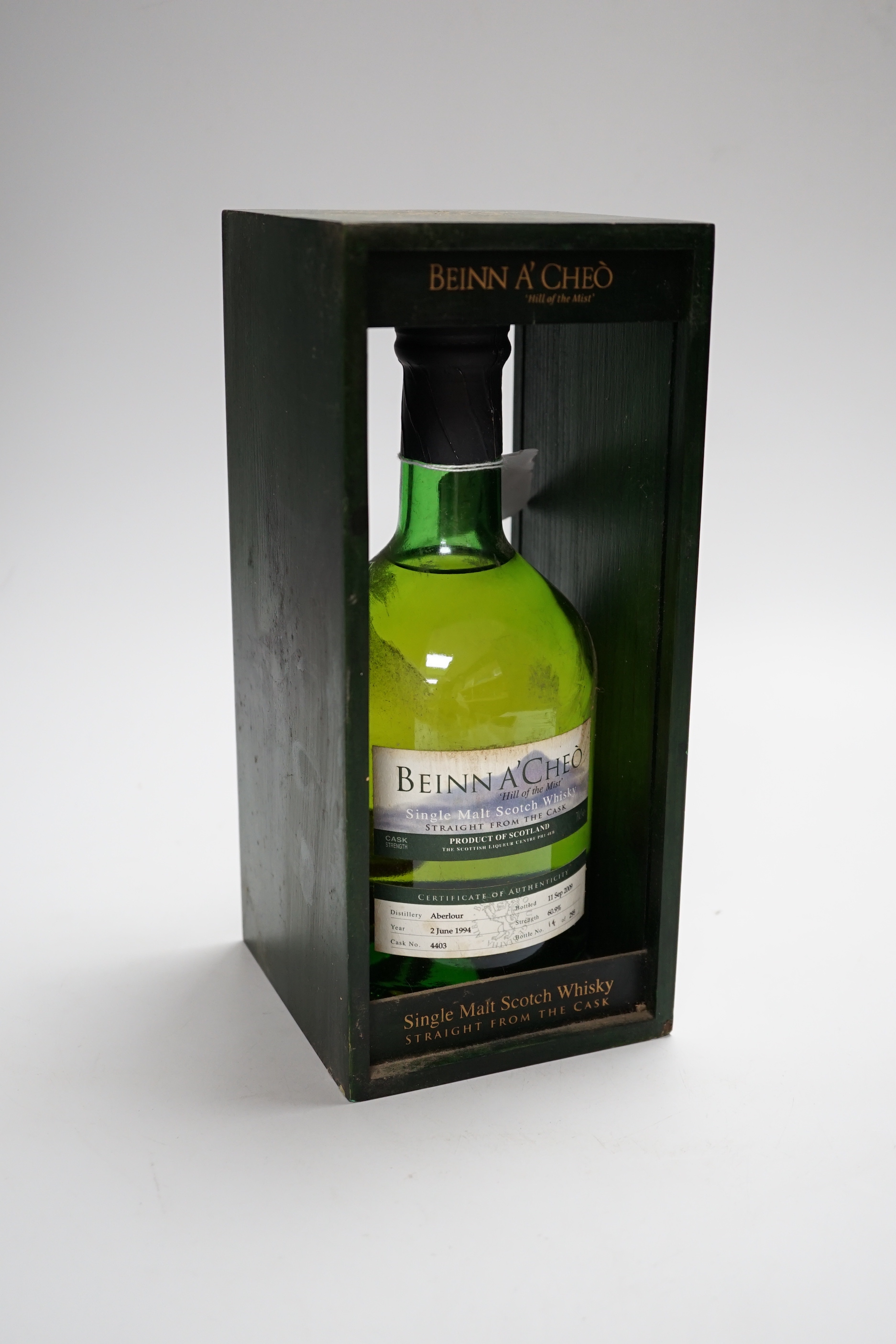 A boxed bottle of Beinn A'Cheo Scotch Whisky